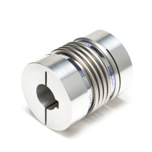 Clamp Style Flexible Coupling 1.28 OD Stainless Steel Bellows 3/8 to 1/2 Bore 1.614 OAL Aluminum Hub 