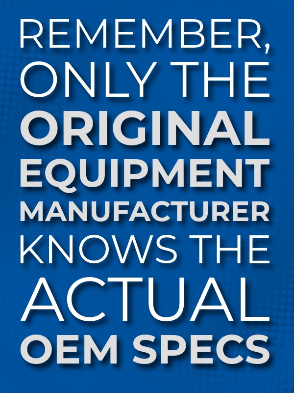 only the OEM has the OEM specs
